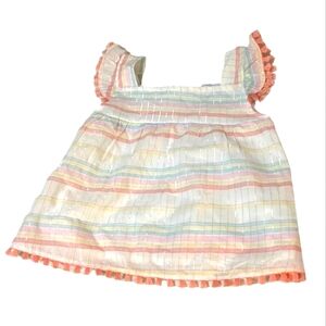 Emily and Oliver- 0-3M tank top- girls- fringe detail- pastel plaid